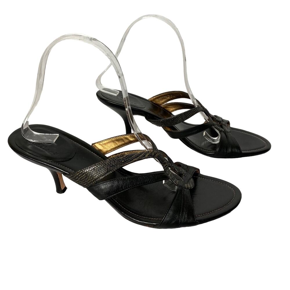 Cole Haan Strappy Sandals Mules Leather Slip On kitten heel Size 9B